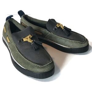 Sorel Sentry Tassel Grape Leaf‎ Black Canvas Suede Boat Shoes Men Size 8